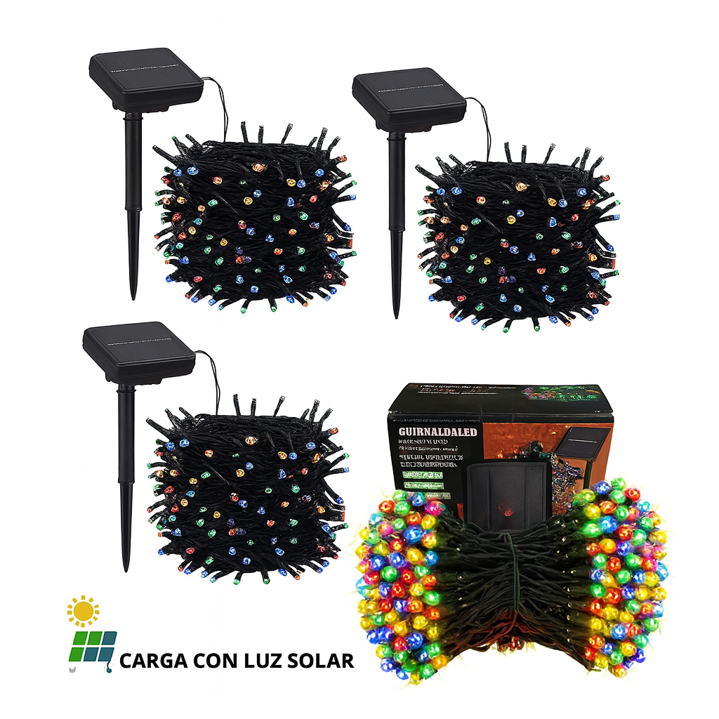 LUCES NAVIDEÑAS CON PANEL SOLAR
